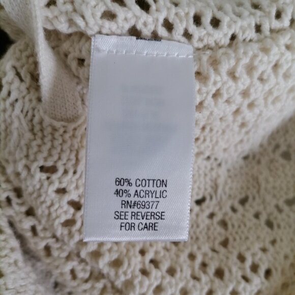Sonoma Life + Style Women's Heather Ivory Crochet Pullover Sweater Size Small - Picture 6 of 8